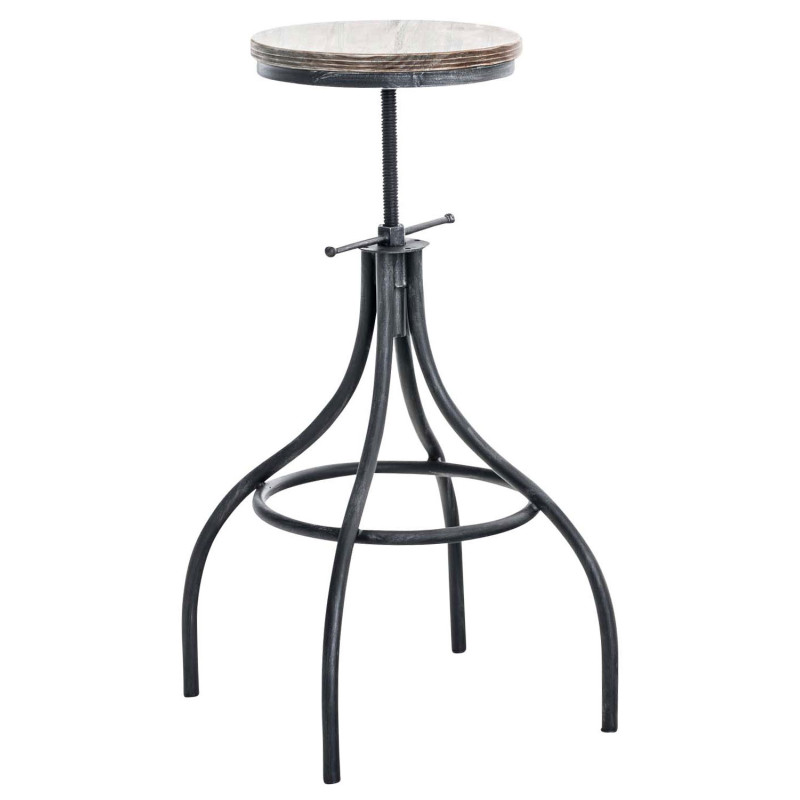 Taburete Industrial Jos Plateado antiguo