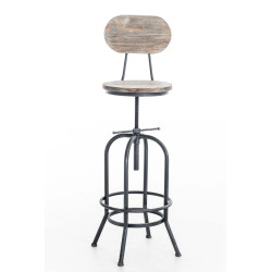 Taburete Industrial Pino Plateado antiguo