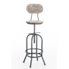 Taburete Industrial Pino Plateado antiguo