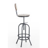 Taburete Industrial Pino Plateado antiguo