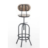 Taburete Industrial Pino Plateado antiguo