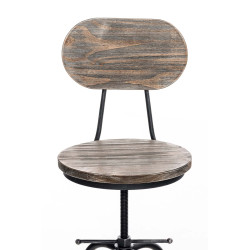 Taburete Industrial Pino Plateado antiguo