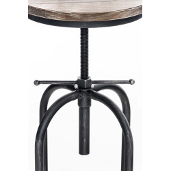 Taburete Industrial Pino Plateado antiguo