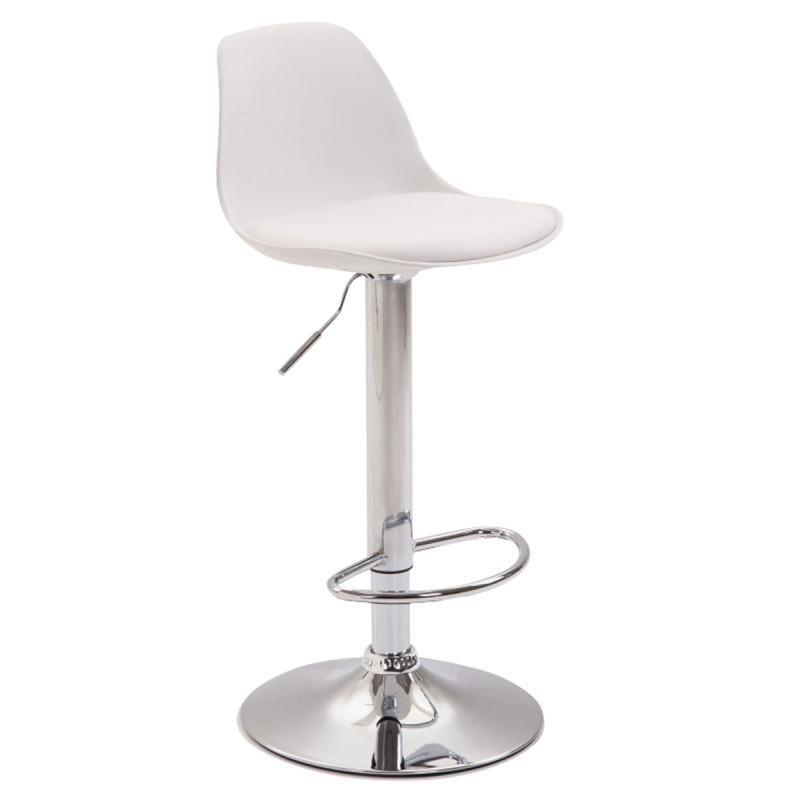 Taburete Kiel Estructura de Plástico & Asiento de Polipiel Cromado,Blanco