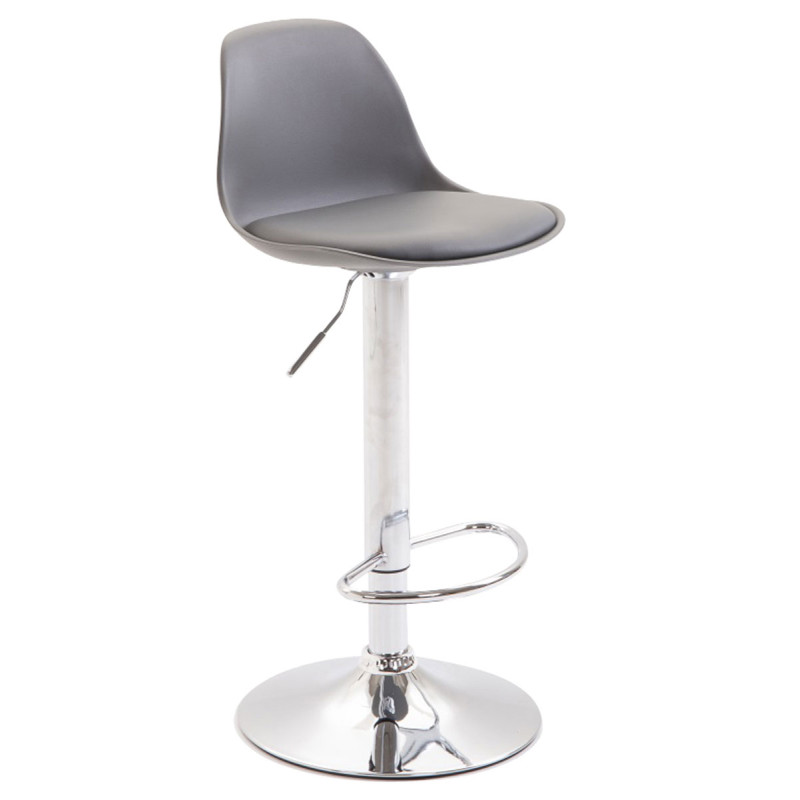 Taburete Kiel Estructura de Plástico & Asiento de Polipiel Cromado,Gris