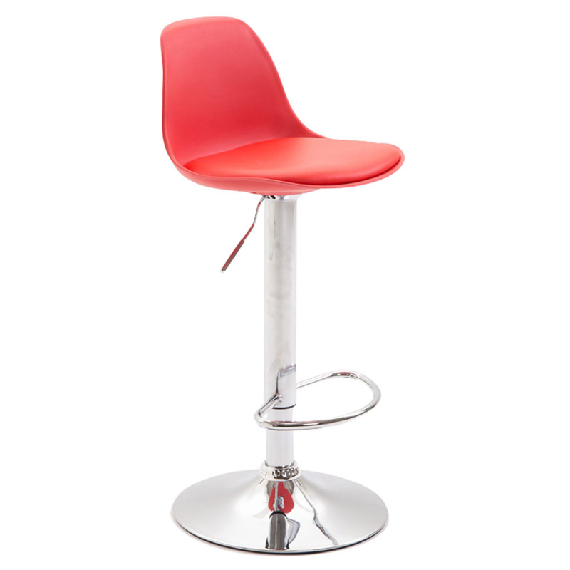 Taburete Kiel Estructura de Plástico & Asiento de Polipiel Cromado,Rojo
