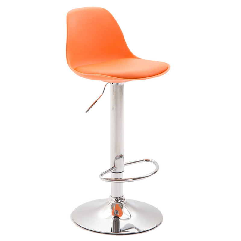 Taburete Kiel Estructura de Plástico & Asiento de Polipiel Cromado,Naranja