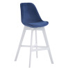 Taburete Cannes en Terciopelo Azul,Blanco