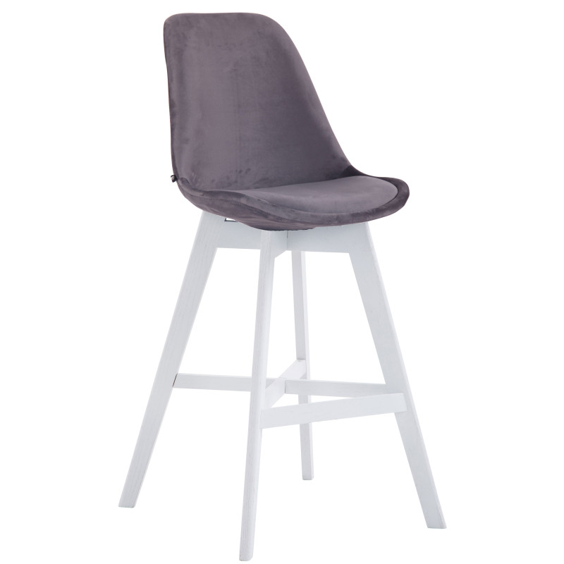 Taburete Cannes en Terciopelo Gris oscuro,Blanco