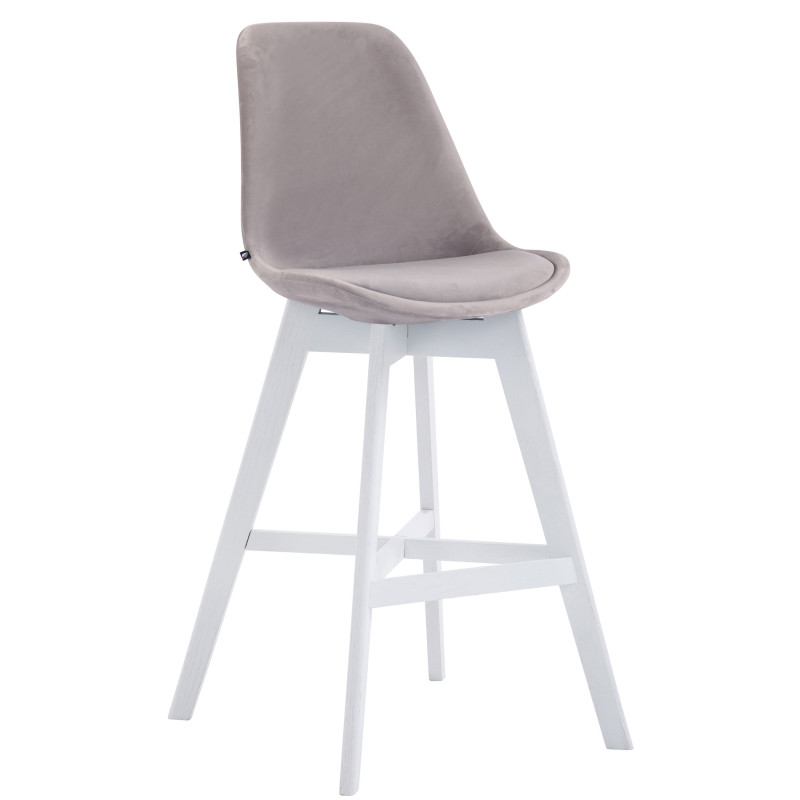 Taburete Cannes en Terciopelo Gris,Blanco