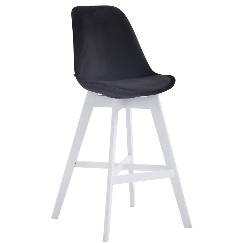 Taburete Cannes en Terciopelo Negro,Blanco
