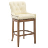 Taburete Lakewood Cuero Aútentico & Madera Clara Crema