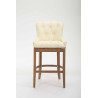 Taburete Lakewood Cuero Aútentico & Madera Clara Crema