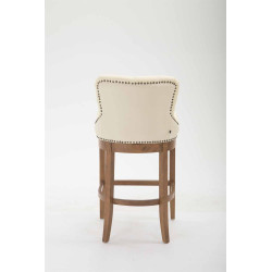 Taburete Lakewood Cuero Aútentico & Madera Clara Crema