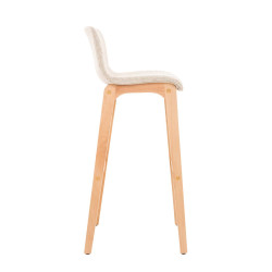 Taburete Hoover con Base de Madera Crema