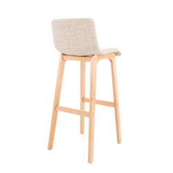 Taburete Hoover con Base de Madera Crema