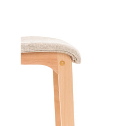 Taburete Hoover con Base de Madera Crema