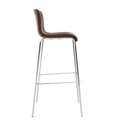 Taburete Hoover en Tela & Base de 4 Patas Marrón,Cromado