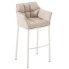 Taburete De Bar Damaso En Tela & Con Base De 4 Pies Marfil,Blanco