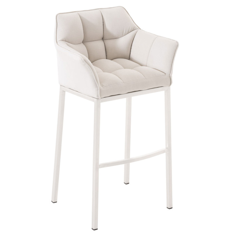 Taburete De Bar Damaso En Tela & Con Base De 4 Pies Blanco,Blanco