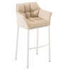 Taburete De Bar Damaso En Tela & Con Base De 4 Pies Crema,Blanco