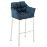 Taburete De Bar Damaso En Tela & Con Base De 4 Pies Azul,Blanco