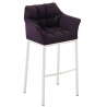 Taburete De Bar Damaso En Tela & Con Base De 4 Pies Lila,Blanco