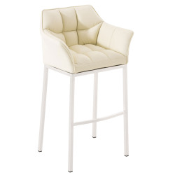 Taburete De Bar Damaso Con Base De 4 Pies Crema,Blanco