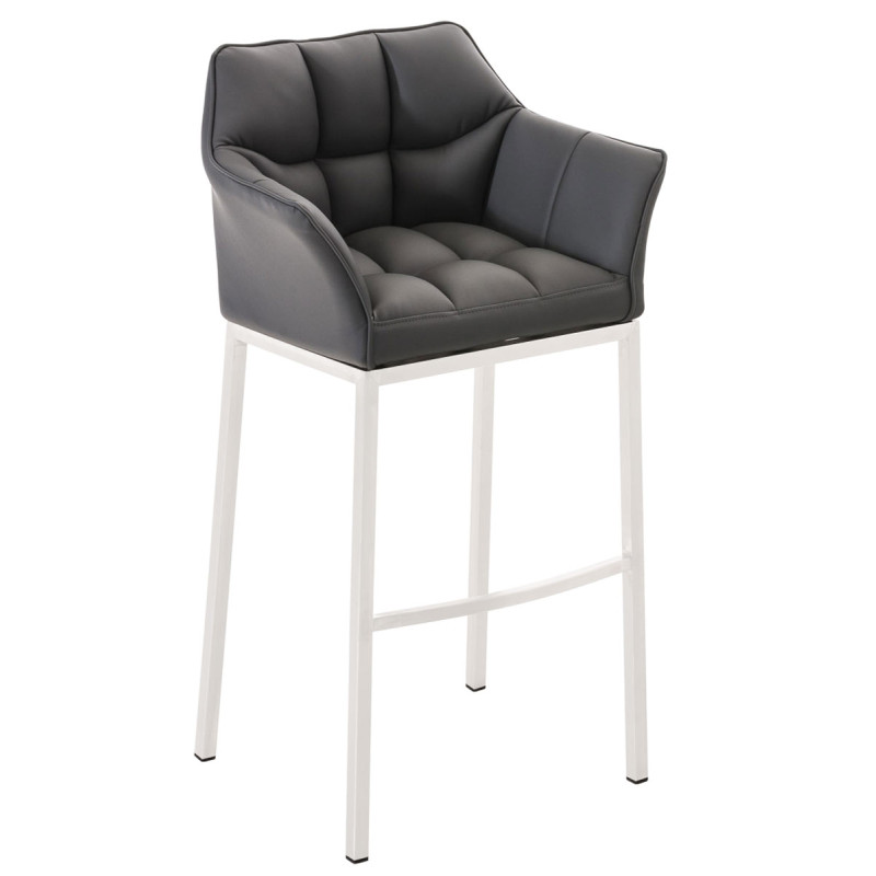 Taburete De Bar Damaso Con Base De 4 Pies Gris,Blanco