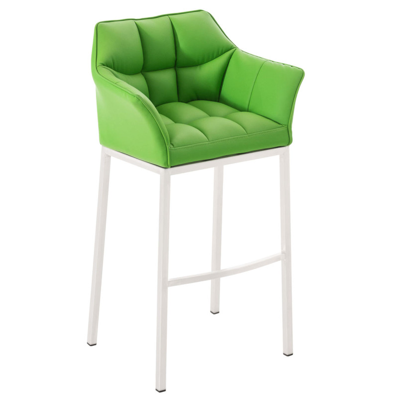 Taburete De Bar Damaso Con Base De 4 Pies Verde,Blanco