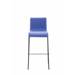 Taburete Kado Rund Con Tapizado Liso En Simil Cuero Azul,Negro