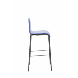 Taburete Kado Rund Con Tapizado Liso En Simil Cuero Azul,Negro