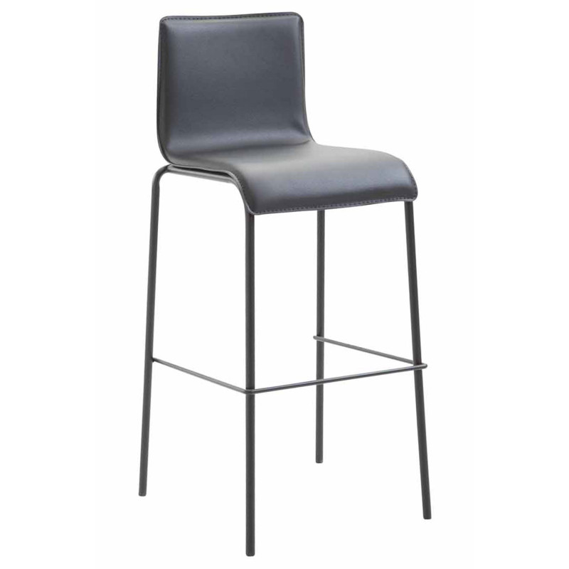 Taburete Kado Rund Con Tapizado Liso En Simil Cuero Negro,Negro