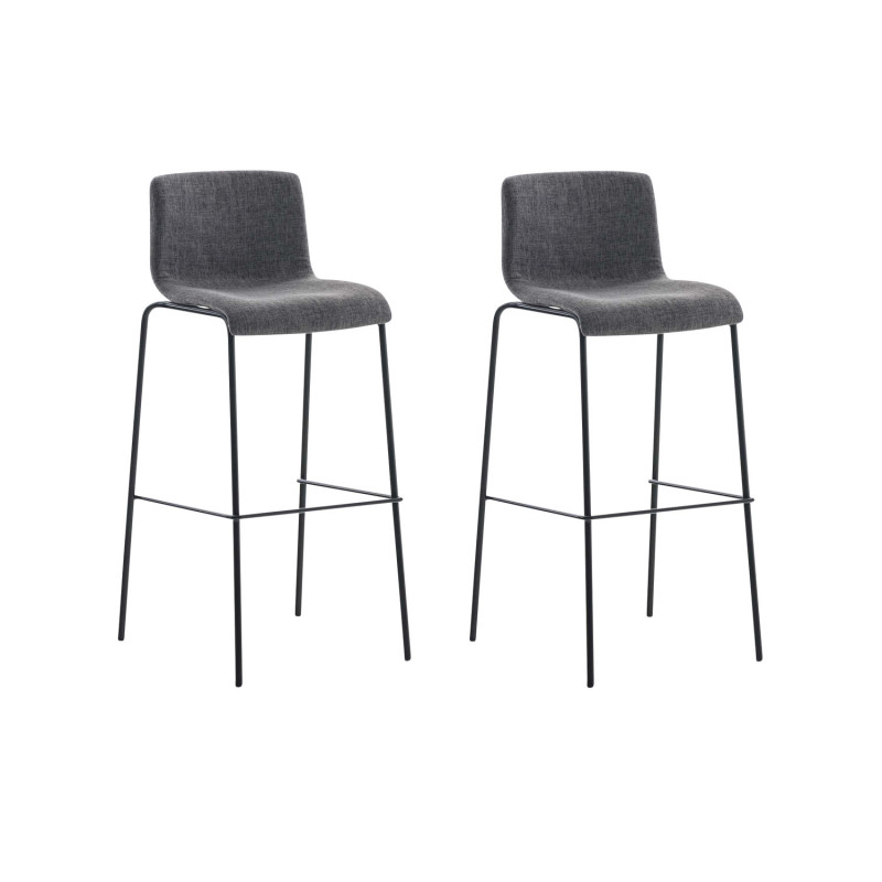 Set 2x Taburete Hoover Tapizado en Tela Gris claro,Negro