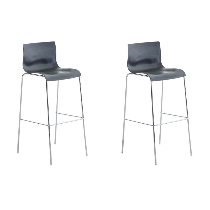 Set 2x Taburete Hoover con Asiento de Plástico & Base de Metal Gris,Cromado