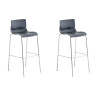Set 2x Taburete Hoover con Asiento de Plástico & Base de Metal Gris,Cromado