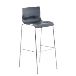 Set 2x Taburete Hoover con Asiento de Plástico & Base de Metal Gris,Cromado