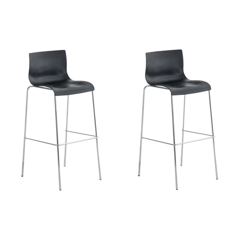 Set 2x Taburete Hoover con Asiento de Plástico & Base de Metal Negro,Cromado