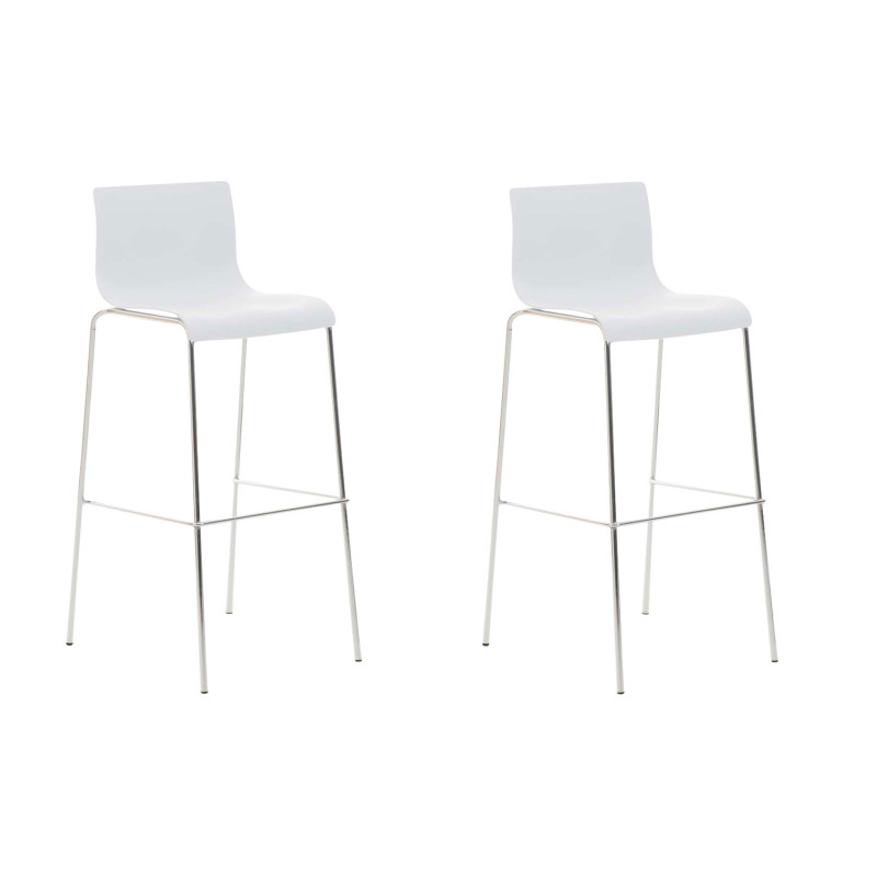 Set 2x Taburete Hoover con Asiento de Plástico & Base de Metal Blanco,Cromado
