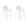 Set 2x Taburete Hoover con Asiento de Plástico & Base de Metal Blanco,Cromado
