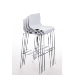 Set 2x Taburete Hoover con Asiento de Plástico & Base de Metal Blanco,Cromado