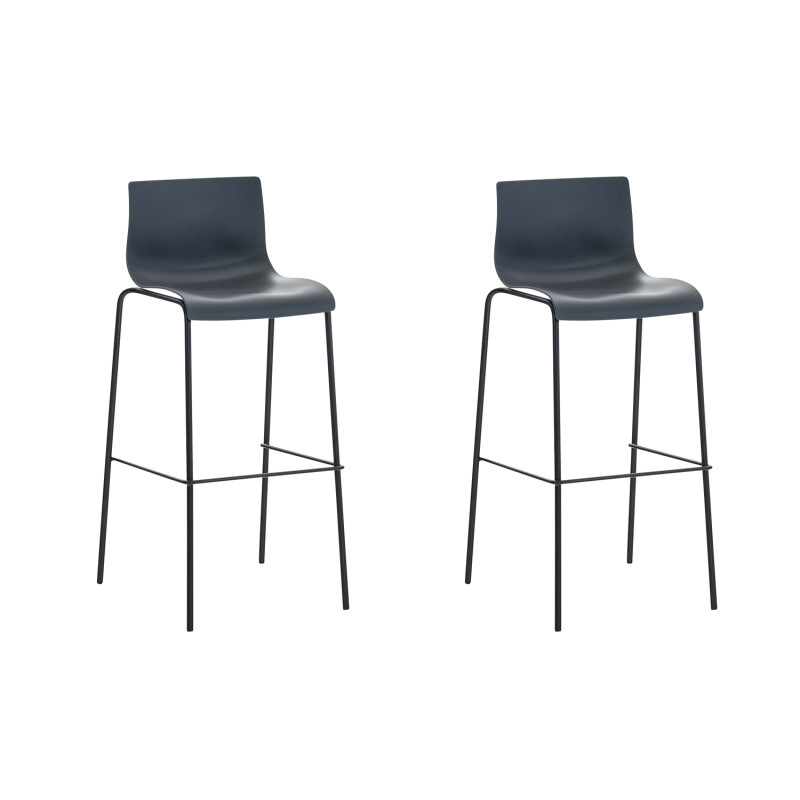 Set 2x Taburete Hoover con Asiento de Plástico & Base de Metal Gris,Negro