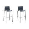 Set 2x Taburete Hoover con Asiento de Plástico & Base de Metal Gris,Negro