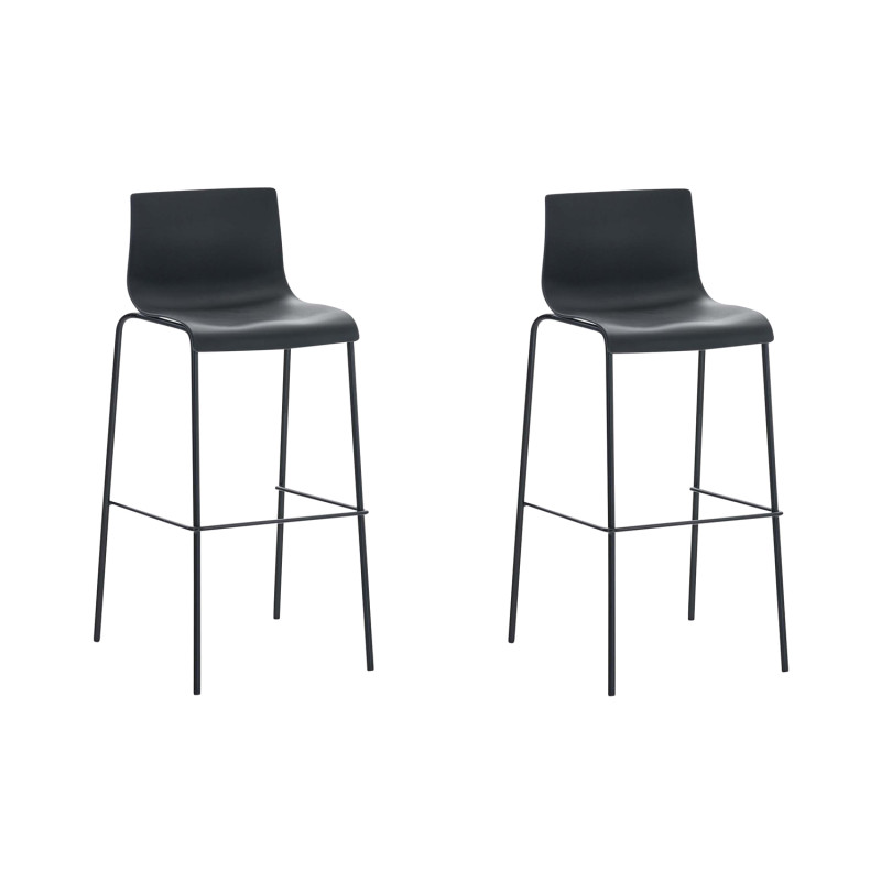 Set 2x Taburete Hoover con Asiento de Plástico & Base de Metal Negro,Negro