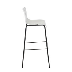Set 2x Taburete Hoover con Asiento de Plástico & Base de Metal Blanco,Negro