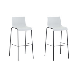 Set 2x Taburete Hoover con Asiento de Plástico & Base de Metal Blanco,Negro