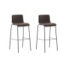 Set 2x Taburete Hoover Tapizado en Tela Marrón,Negro