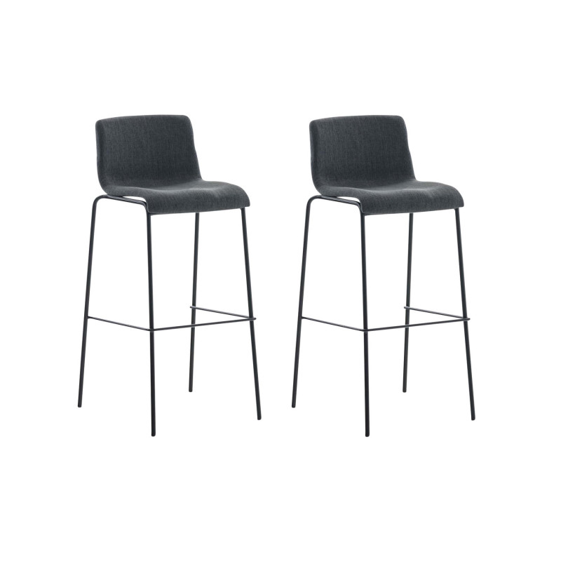 Set 2x Taburete Hoover Tapizado en Tela Gris oscuro,Negro