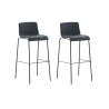 Set 2x Taburete Hoover Tapizado en Tela Gris oscuro,Negro