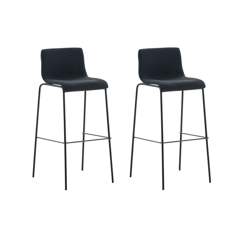 Set 2x Taburete Hoover Tapizado en Tela Negro,Negro